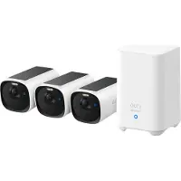 Eufy eufyCam E40 3-Cam Kit + HomeBase S280, IP-sikkerhetskamera, Utendørs, Ledning & Trådløs, Vegg, Svart, Hvit, Kule (form)