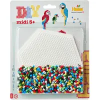 Hama Midi Perler - 1100 stk. + 1 plate - Stor Sekskant - Papegøy - - OneSize - Perler