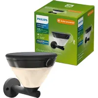 Philips LED-solcellelampe for veggmontering Kyna, svart, sensor, IP44
