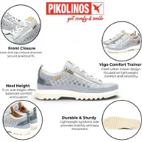 Pikolinos for woman. W3W-6841C1 Vigo blue leather trainers (36), 3 to 5 cm, Laces, Zip, Casual