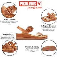 Pikolinos for woman. W8K-0555C1 Brown leather sandals Cadaques (40), 3 to 5 cm, Buckle, Casual