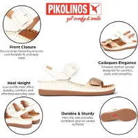 Pikolinos for woman. W8K-0555C1 Leather sandals in off-white Cadaques leather (39), 3 to 5 cm, Buckle, Casual