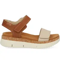 Pikolinos for woman. W4N-0940C1 Palma brown leather sandals (40), 1 to 3 cm, Velcro, Casual