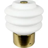 Dyberg Larsen LED-batteridrevet bordlampe Diva, hvit/messingfarget