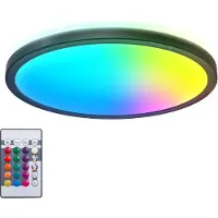 B.K. Licht LED-panel Slim med fjernkontroll RGBW, Ø 29 cm, svart, bakgrunnsbelysning