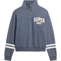 Superdry for woman. W2012197A Athletic Essentials half-zip sweatshirt with appliqué blue (L), Casual, Cotton
