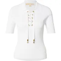Michael Kors for woman. MS661FZ5ZV Ribbed stretch viscose polo shirt with drawstrings white (L), Casual, Short sleeve