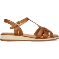 Pikolinos for woman. W9B-0789 Brown Roquetas Leather Sandals (35), 1 to 3 cm, Buckle, Casual
