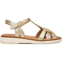 Pikolinos for woman. W9B-0789CL Golden Roquetas Leather Sandals (38), Beige, 1 to 3 cm, Buckle, Casual