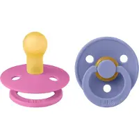 BIBS Colour Smokker - 2-pack - Str. 1 - Rund - Bubblegum/Peri - - 0-6 md - Smokk