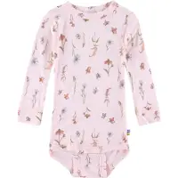 Joha Body I/e - Bambus - Lyserød m. Blomster - - 90 - Langermet Body