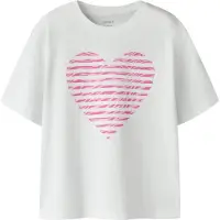 Name it T-skjorte - NkfFahiraz - Bright White/Zebra Heart - - 6 år (116) - T-skjorte