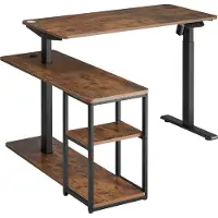Ergoofficeeu Ergo Office electric lifting desk, max height 121cm, max - 70 kg, with top and shelves, for standing work, brown ru