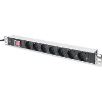 Digitus DN-95402 - Flerkoplingslist (kan monteres i rack) - AC 250 V - inngang: strøm - utgangskontakter: 7 (strøm) - 19 - 2 m kabel