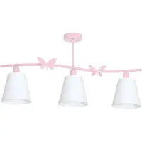 Eko-Light Taklampe Alice, rosa, tre hvite stoffskjermer