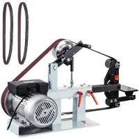 Vevor 2 hk båndsliper med konstant hastighet, 2 x 82 tommers båndsliper med 3 slipeskiver, 110 V benksliper, 12 tommers hjul og flat plate, verktøystøtte for knivproduksjon
