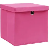 vidaXL Oppbevaringsbokser med deksler 10 stk 28x28x28 cm rosa