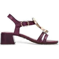 Hispanitas for woman. HV264836 Tulipan red sandals (41), Leather, 3 to 5 cm, Buckle, Casual, Burgundy