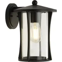 Searchlight Pagoda utendørs vegglampe, IP44, svart, metall, E27