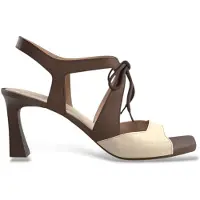 Hispanitas for woman. BHV264650 Beige pink sandals (36), Leather, Brown, 5 to 8 cm, Laces, Casual, Party, Classic