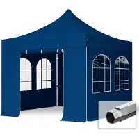 TOOLPORT 3x3 m aluminium, pop up partytelt, 4 sidepaneler, mørkeblå