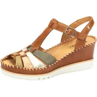 Pikolinos for woman. W3Z-1836C1 Brown Aguadulce Leather Sandals (40), 5 to 8 cm, Buckle, Casual