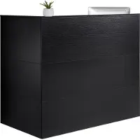 Vevor resepsjonsdisk, 137 x 89 x 112 cm L-formet frontdiskbord, kontorresepsjonsdisk med skuff, tastaturbrett og oppbevaringsskap, for kasse, lobby, skjønnhetssalong og kontor, svart