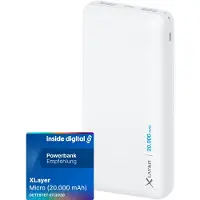 XLayer 217286, Hvit, Mobiltelefon/smarttelefon, Nettbrett, Lithium Polymer (LiPo), 20000 mAh, USB, 5 V