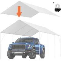 Vevor 10 x 20 fot carport erstatningstak, garasjetak presenning kraftig vanntett og UV-beskyttet, enkel installasjon med 40-balls strikk (kun topptrekk, ramme ikke inkludert), hvit