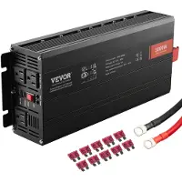 Vevor Modifisert sinusbølgeinverter, 3000 watt, DC 12V til AC 230V LCD-skjerm strøminverter med 3 AC-uttak 2 USB-port 1 Type-C-port 10 ekstra sikringer, for store husholdningsapparater, CE FCC-sertifi