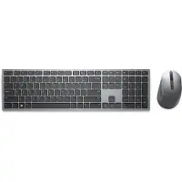 Dell Pro Plus Keyboard and Mouse KM7321W - Tastatur- og mussett - trådløs - 2.4 GHz, Bluetooth 5.0 - QWERTY - US International - titangrå - med 3 y...