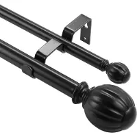 Vevor Gardinstenger med dobbel stang, justerbar lengde 92–183 cm, svarte doble gardinstenger med runde spiraler, diameter 2,5 cm og 1,9 cm, dobbel gardinstang for transparente og mørkleggingsgardiner