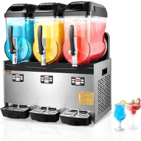 Vevor Kommersiell Slush-maskin, 12Lx3 Trippeltank Frossen Drikkemaskin, 144 Kopper Rustfritt Stål Margarita Smoothie Frossen Drikkemaskin, Slush-maskin for Hjemmefester Restauranter Kaféer Barer