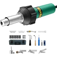 Vevor varmluftssveiser for plast, 1600 W varmluftsbrennerpistol, 122–1112 ℉ PVC TPO vinyl varmepistol sveisebrenner, sveisesett for plasttak med 14 tilbehør – verktøykasse, dyse, rulle, blader for PP/