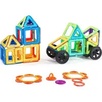 Vevor Magnetiske Fliser, 62 Delers Magnetiske Byggeklosser For Barn, Magnetbyggesett Med Hjulgrupper, STEM Sensoriske Pedagogiske Konstruksjonsstableleker Gave For Småbarn Gutter Og Jenter 4+ År