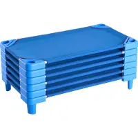 Vevor Stabelbar barneseng, pakke med 6, bærbare lurer, standard størrelse 40" L x 23" B Barnesenger for barn, førskoleklasserom barnehagesenger for å sove, hvile, lur, blå