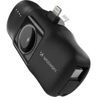 Wozinsky WF16-YLS 5000mAh 15W Lightning Mini Power Bank with Built-in USB-C Cable and Apple Watch Charger - Black - 5000 mAh