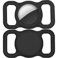 Tech-Protect Apple AirTag 1/2 glatt silikonetui til halsbånd for kjæledyr - sort