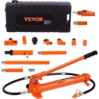 OEM 10 tonns portabelt kraftsett, hydraulisk stempel med pumpe, biljekk med 1,4 m oljeslange, reparasjonsverktøy for bøyd ramme med oppbevaringsetui for bil, garasje, tungt utstyr, mekaniker (22046