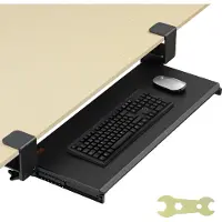 Vevor Klemme på tastaturbrett under skrivebord, skrivebordstastaturbrett uttrekkbart med solid C-klemmefeste uten boring, stor 26,8 x 11 tommer uttrekkbar datamaskinskuff for skriving hjemme og på kon