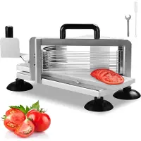 Vevor Kommersiell tomatskjærer, 1/4 tommers tomatskjærer, kraftig tomatskjæremaskin i rustfritt stål, manuell tomatskjærer med sklisikre føtter, for kutting av tomater, agurker, bananer