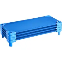Vevor Stabelbar barneseng, pakke med 4, bærbare småbarnssenger, standard størrelse 52" L x 23" B Barnehagesenger for barn, førskoleklasserom barnehagesenger for å sove, hvile, lur, blå