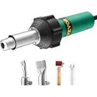 Vevor varmluftssveiser for plast, 1600 W varmluftspistol, 122–1112 ℉ PVC TPO vinyl varmepistol sveisebrenner, plastsveisetaksett med 4 tilbehør – 2 dyser og 1 sømrulle for PP/PE/PVC-plater