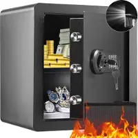 Vevor Safe, 1,8 kubikkfot hjemmesafe, stålsikkerhetssafe med digitalt tastatur og 2 nøkler, skapsafe med brannsikker veske, Beskytt kontanter, gull, smykker, dokumenter for hjemmet, hotell, 15,8x13x16