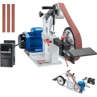 Vevor båndsliper, 72 x 2-tommers båndpoleringsmaskin med variabel hastighet og VFD, 1500W 2HK poleringsslipemaskin med 3 slipeformer og 3 stk. slipebånd for metallbearbeiding og knivproduksjon