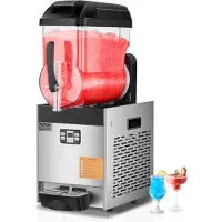 Vevor Kommersiell Slush-maskin, 12L Frossen Drikkemaskin med Enkel Tank, 48 Koppar Rustfritt Stål Margarita Smoothie Frossen Drikkemaskin, Slush-maskin for Hjemmefester Restauranter Kaféer Barer