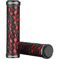 RockBros sykkelgrep i gummi med festbar Ø22 mm sort-rød