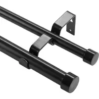 Vevor Gardinstenger med dobbel stang, justerbar lengde 36–72 tommer (3–6 fot), svarte doble gardinstenger med spiraler, 1" og 3/4" diameter, dobbel gardinstang for gjennomsiktige og mørkleggingsgardin