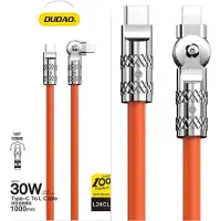 Dudao L24CL USB-C - Lightning angled cable with 180° rotation 30W 1m - orange