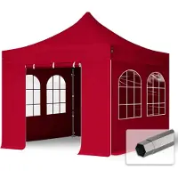 TOOLPORT 3x3 m stål, pop up partytelt, 4 sidepaneler, rød